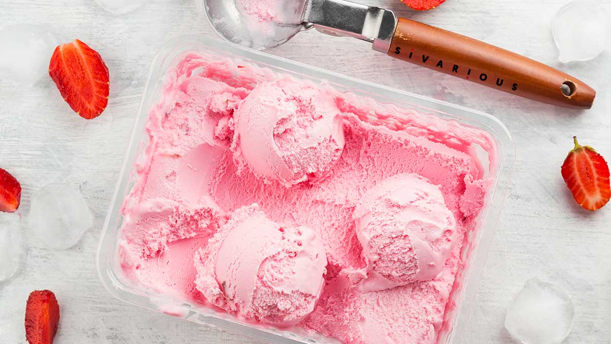 Helado de fresa casero